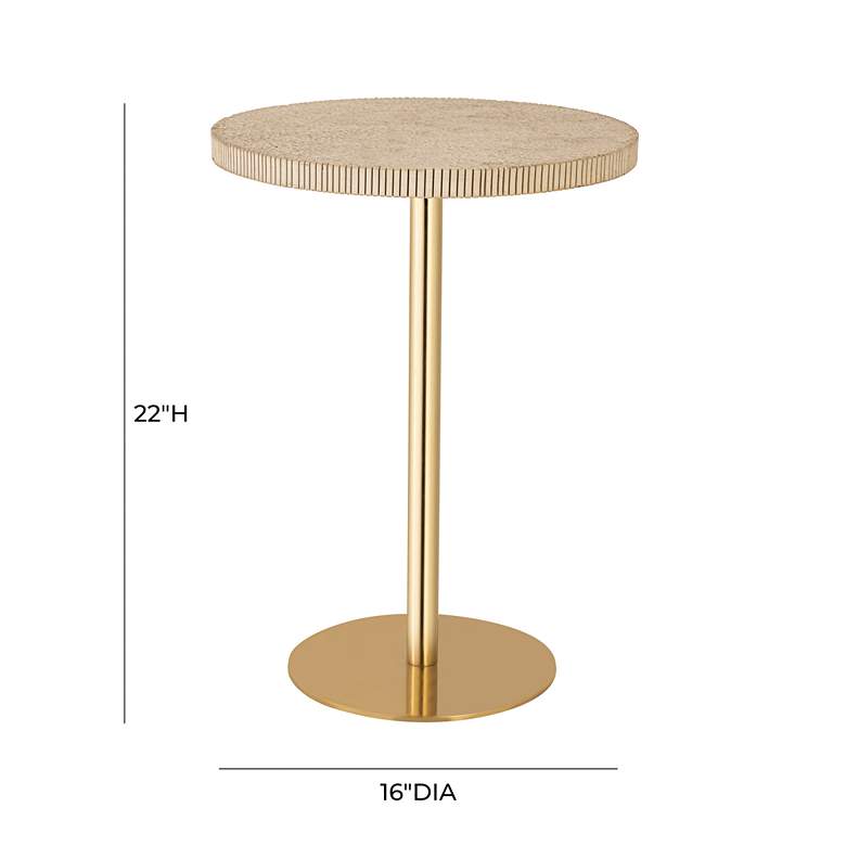 Image 7 Fiona 16" Wide Natural Marble Gold Iron Round Side Table more views