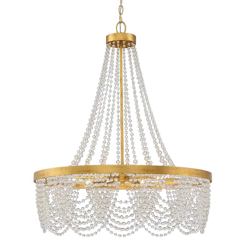 Image 2 Fiona 4 Light Antique Gold Chandelier with Clear Beads