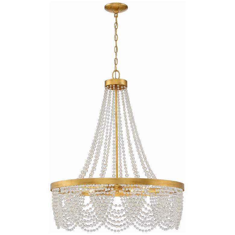 Image 2 Fiona 4 Light Antique Gold Chandelier with Clear Beads