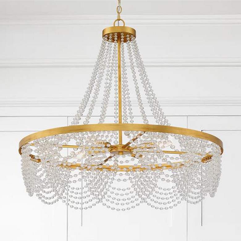 Image 1 Fiona 4 Light Antique Gold Chandelier with Clear Beads