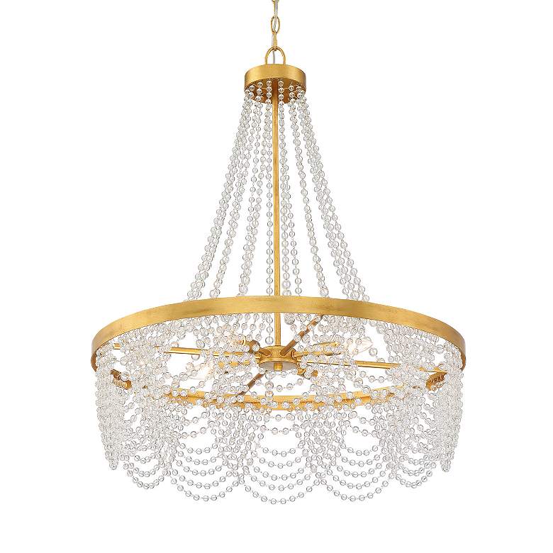 Image 4 Fiona 4 Light Antique Gold Chandelier with Clear Beads more views