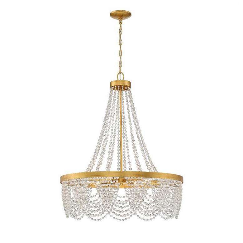 Image 5 Fiona 4 Light Antique Gold Chandelier with Clear Beads more views