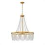 Fiona 4 Light Antique Gold Chandelier with Clear Beads