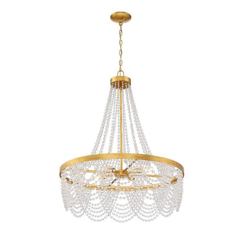 Image 6 Fiona 4 Light Antique Gold Chandelier with Clear Beads more views