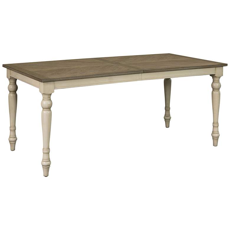 Image 1 Fiona 72" Wide Brown Distressed White Wood Dining Table