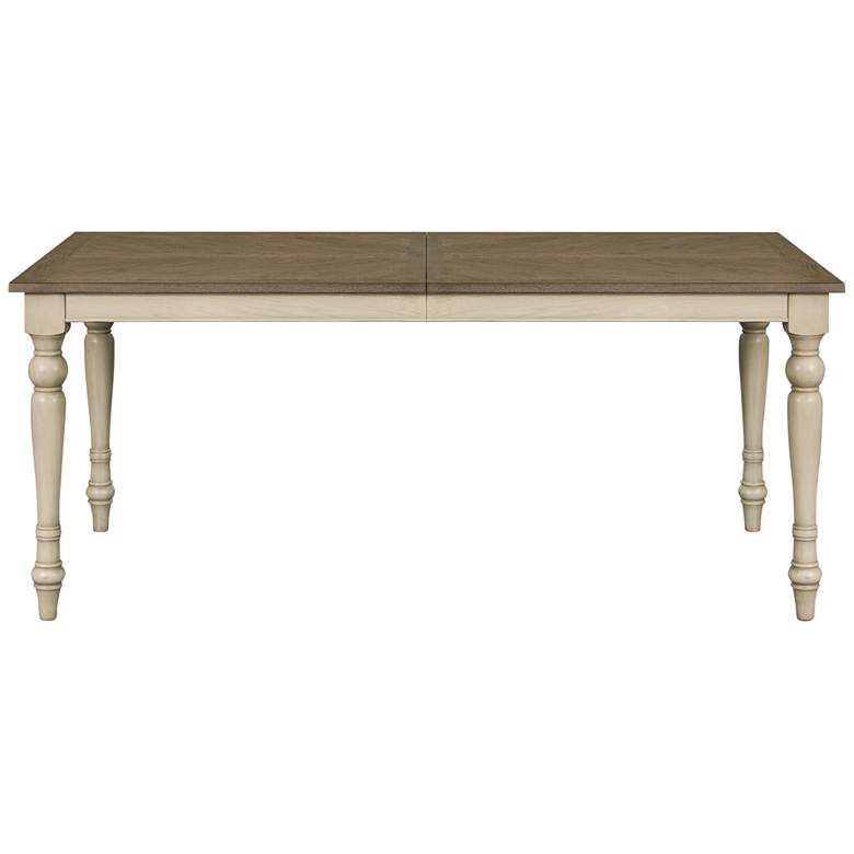 Image 6 Fiona 72 inch Wide Brown Distressed White Wood Dining Table more views