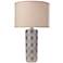 Fiona Blue and Natural Patterned Ceramic Column Table Lamp