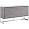 Fiona Gray and Polished Stainless Steel 3-Door Buffet