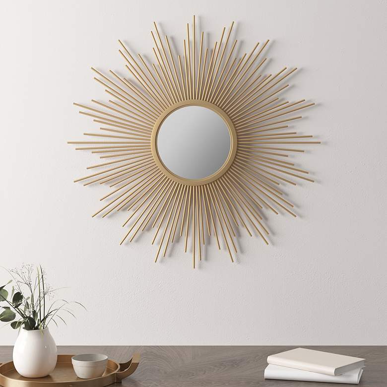 Image 1 Fiore Gold 29 1/2 inch Sunburst Wall Mirror