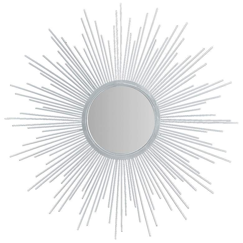 Image 2 Fiore Painted Silver Iron 29 1/2" Round Wall Mirror