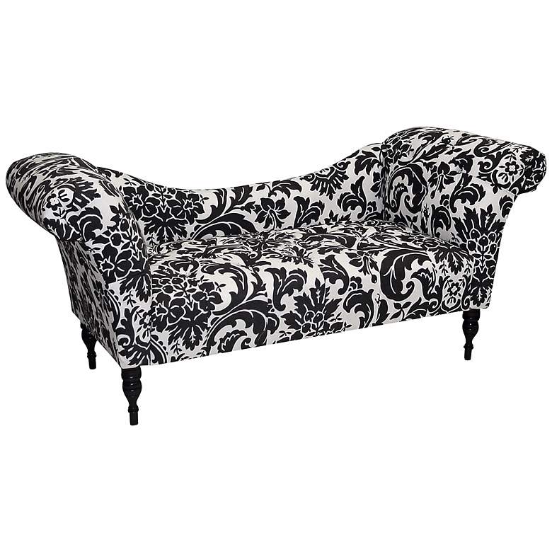 Image 1 Fiorenza Black and White Upholstered Chaise Lounge Chair