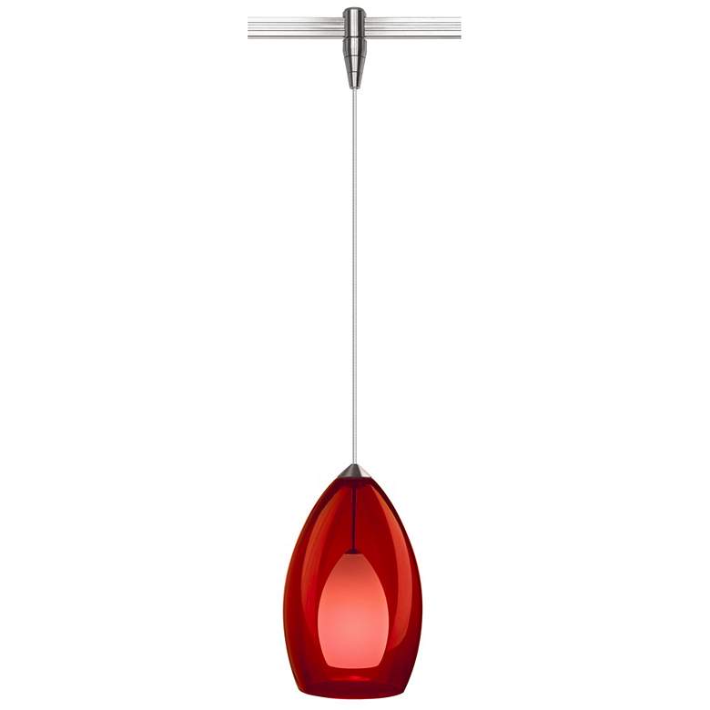 Image 1 Fire 4 1/2"W Red Glass Satin Nickel Monorail Mini Pendant