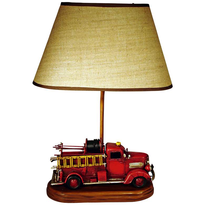 Image 1 Fire Engine Themed 21.75 inch High Table Lamp With Shade