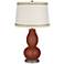 Fired Brick Double Gourd Table Lamp with Rhinestone Lace Trim