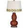 Fired Brick Double Gourd Table Lamp with Vine Lace Trim