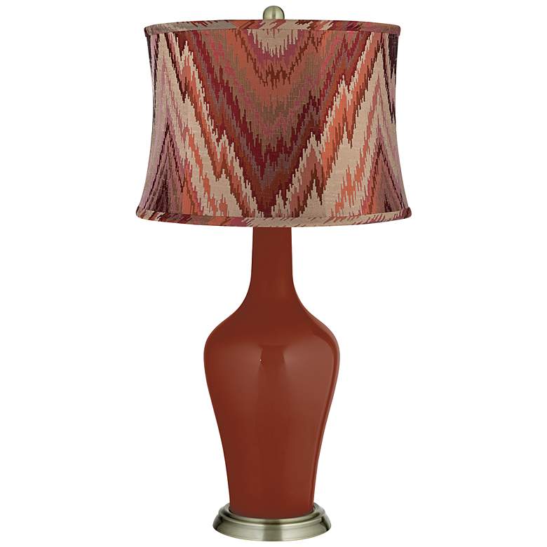 Image 1 Fired Brick Red Chevron Shade Anya Table Lamp