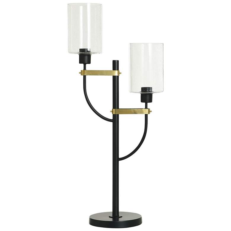Image 1 Firelite 32" High Black And Gold Steel Table Lamp With Clear Glass Sha