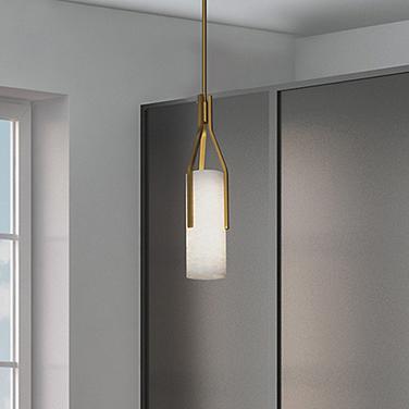 Firenze 22" High Brass and Alabaster Glass LED Modern Pendant Light