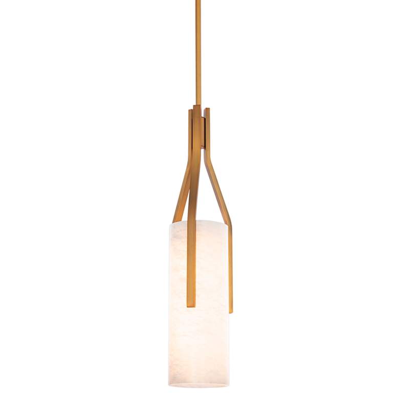 Image 1 Firenze 22" High Brass and Alabaster Glass LED Modern Pendant Light