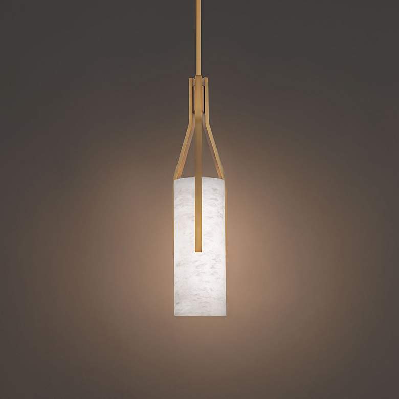 Image 4 Firenze 22" High Brass and Alabaster Glass LED Modern Pendant Light more views