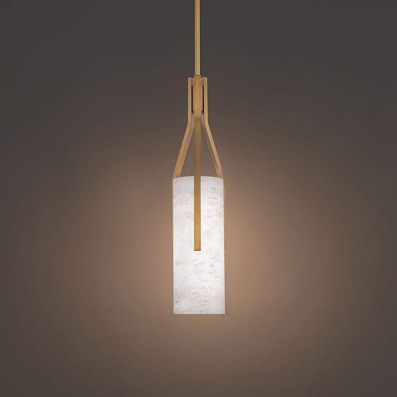 Image 3 Firenze 22 inch High Brass and Alabaster Glass LED Modern Pendant Light more views