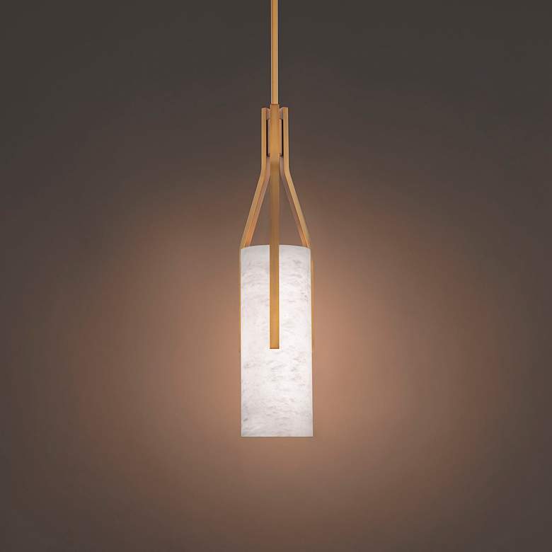 Image 4 Firenze 22 inch High Brass and Alabaster Glass LED Modern Pendant Light more views