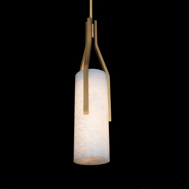 Image 4 Firenze 22 inch High Brass and Alabaster Glass LED Modern Pendant Light more views