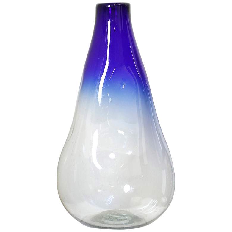 Image 1 Firenze Cobalt Blue Rain Drop 23.6 inch High Hand Blown Modern Glass Vase
