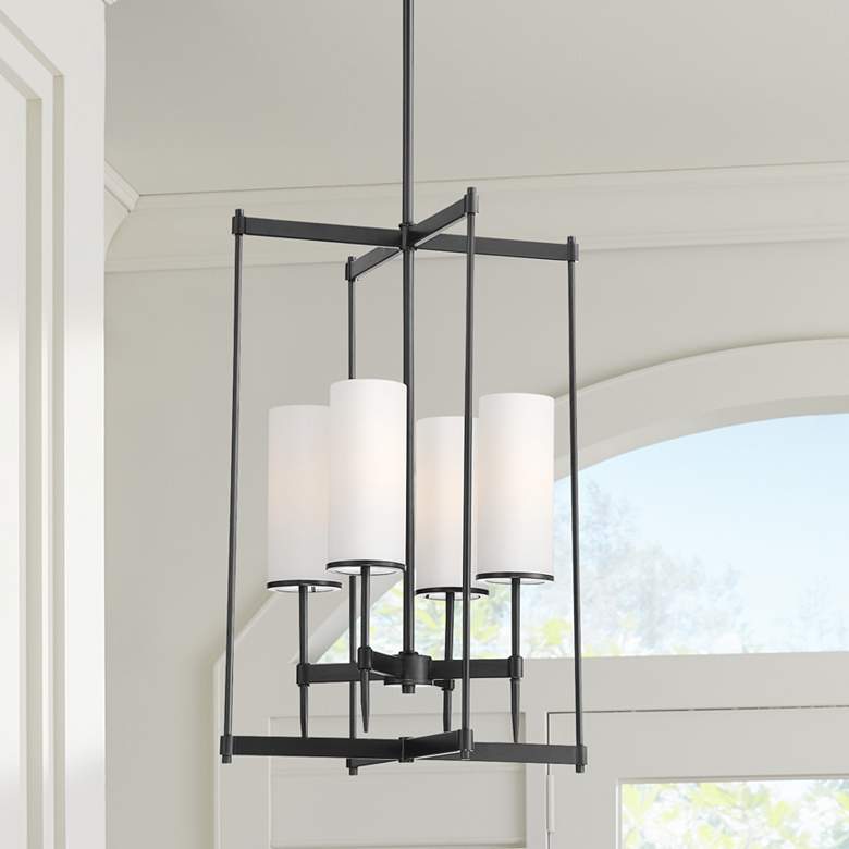 Image 1 First Avenue 15 1/2 inch Wide Black and White Glass 4-Light Pendant Light