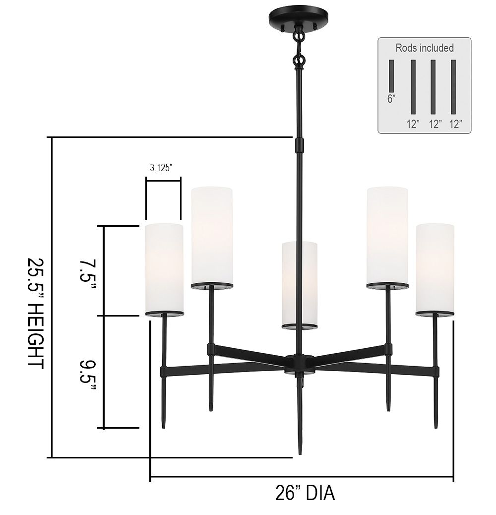 First Avenue 26" Wide Coal 5-Light Chandelier