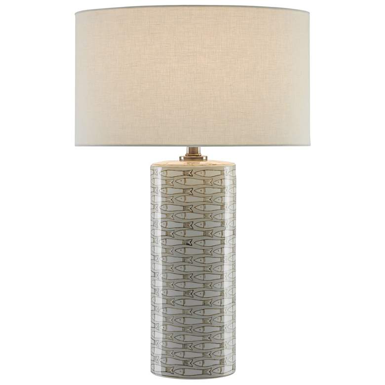 Image 2 Fisch Gray and White Fish Pattern Porcelain Table Lamp