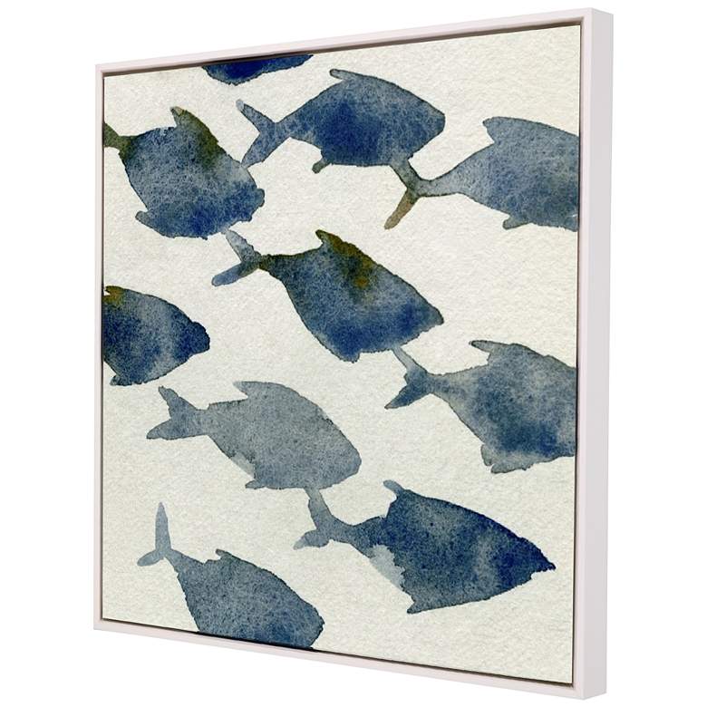 Image 3 Fish Friends II 38" Square Giclee Framed Canvas Wall Art more views