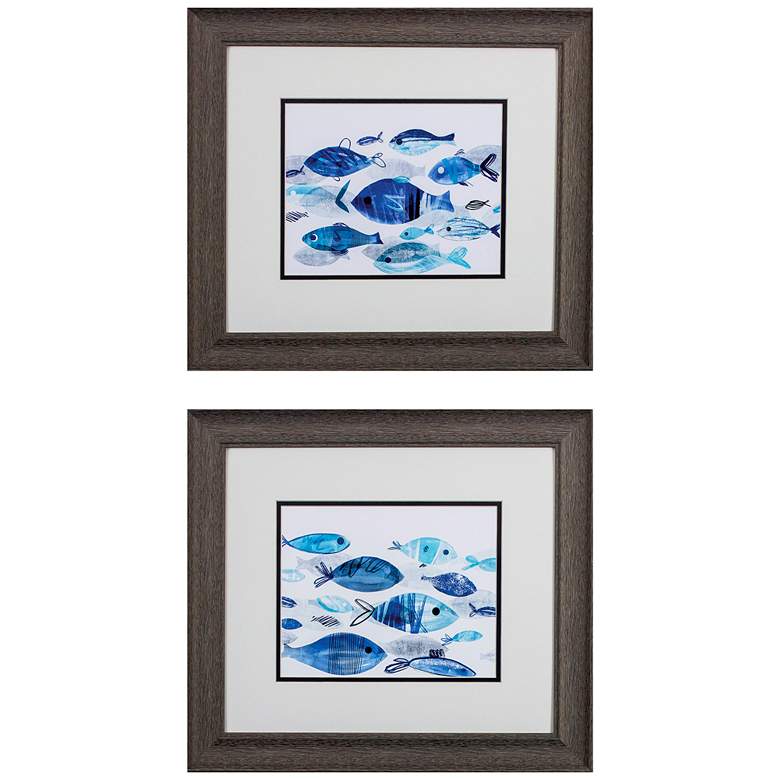 Image 1 Fish Parade 16 inch High 2-Piece Framed Wall Art