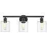Fisher 25 1/8" Wide Matte Black 3-Light Bath Light with Clear Glass