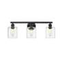 2_Fisher 25 1/8" Wide Matte Black 3-Light Bath Light with Clear Glass more views