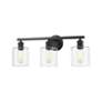 3_Fisher 25 1/8" Wide Matte Black 3-Light Bath Light with Clear Glass more views