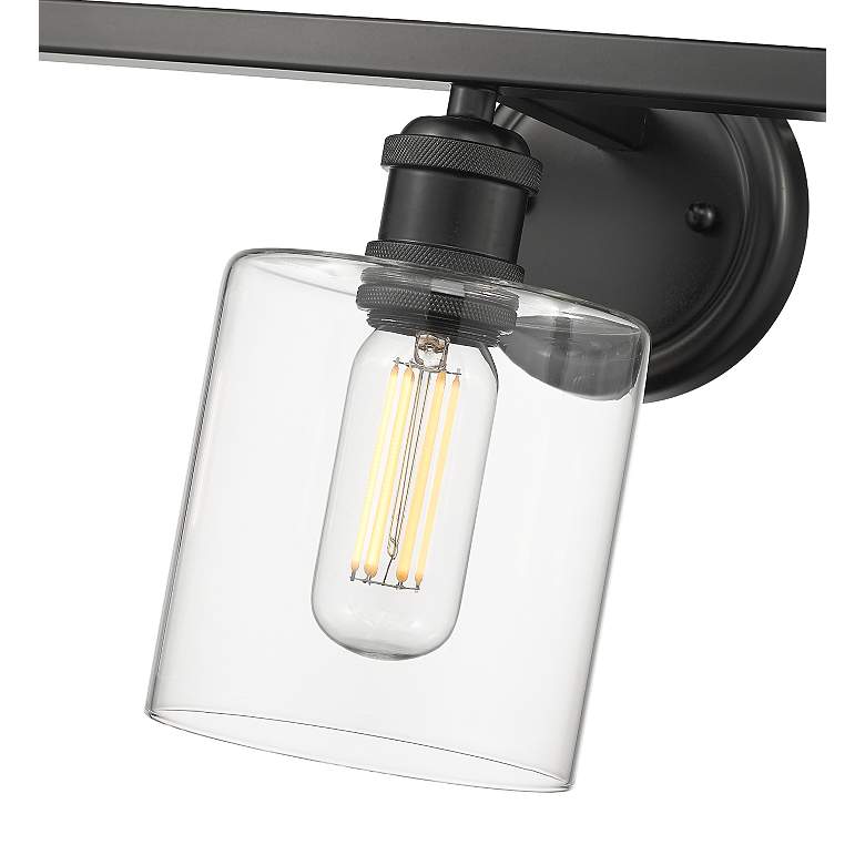 Image 4 Fisher 25 1/8" Wide Matte Black 3-Light Bath Light with Clear Glass more views