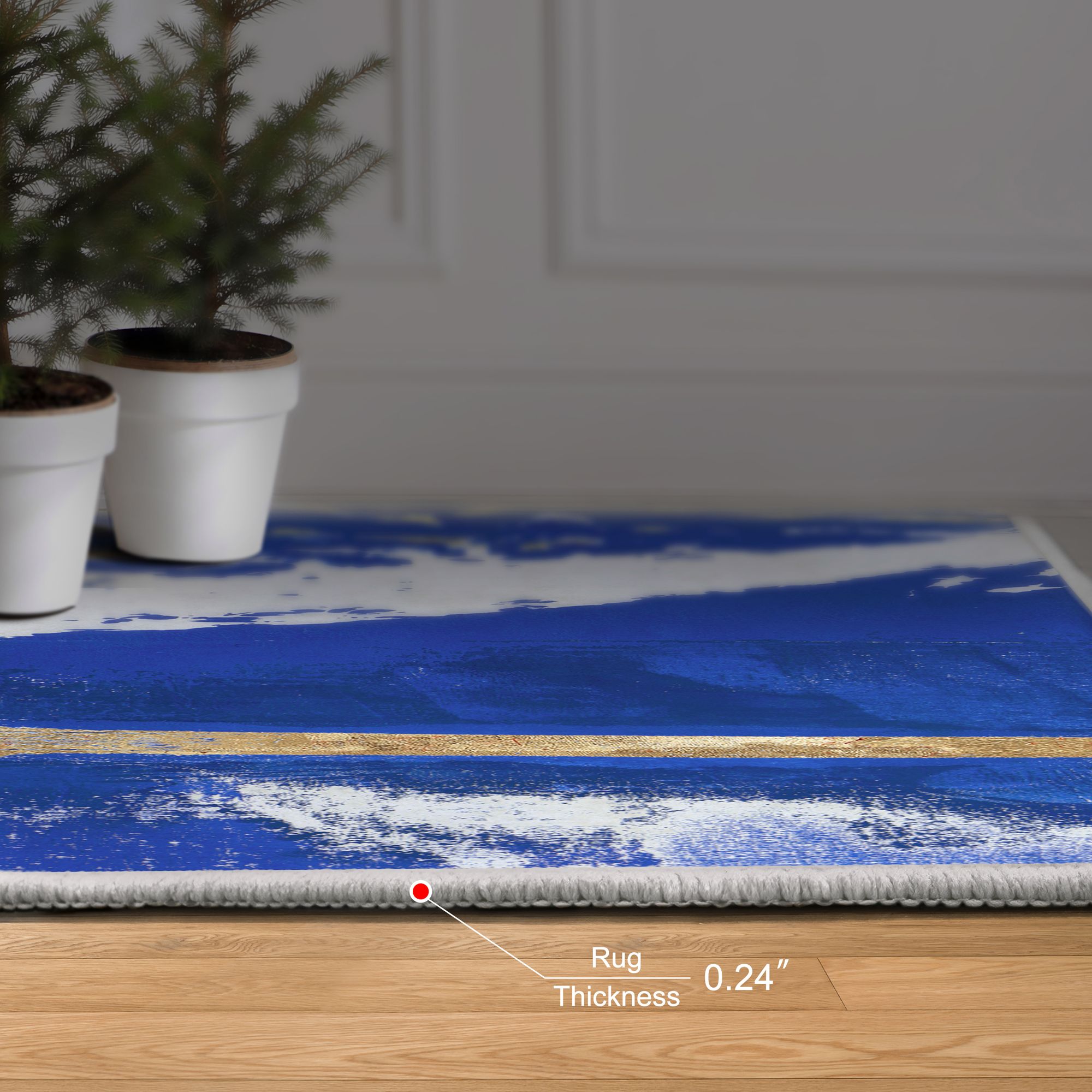 Image 6 Fisherman's Wharf I Washable Blue Art Area Rug size 8'x10' more views