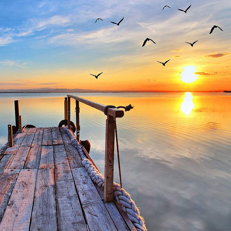 Image 2 Fishing Dock 40" Wide All-Season Outdoor Canvas Wall Art more views