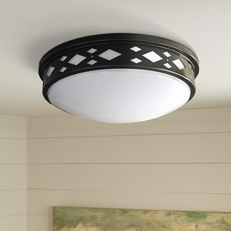 Image 1 Fitzgerald 14 inchW Bronze Diamond LED Ceiling Light