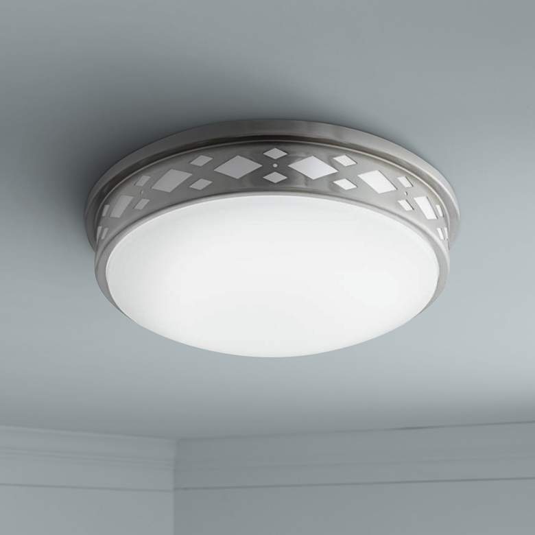 Image 1 Fitzgerald 14"W Brushed Nickel Diamond LED Ceiling Light