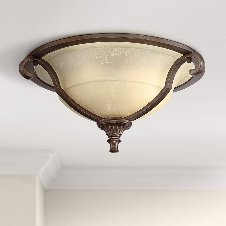 Image 1 Fitzgerald 16 3/4 inch Wide Heritage Bronze Bowl Ceiling Light