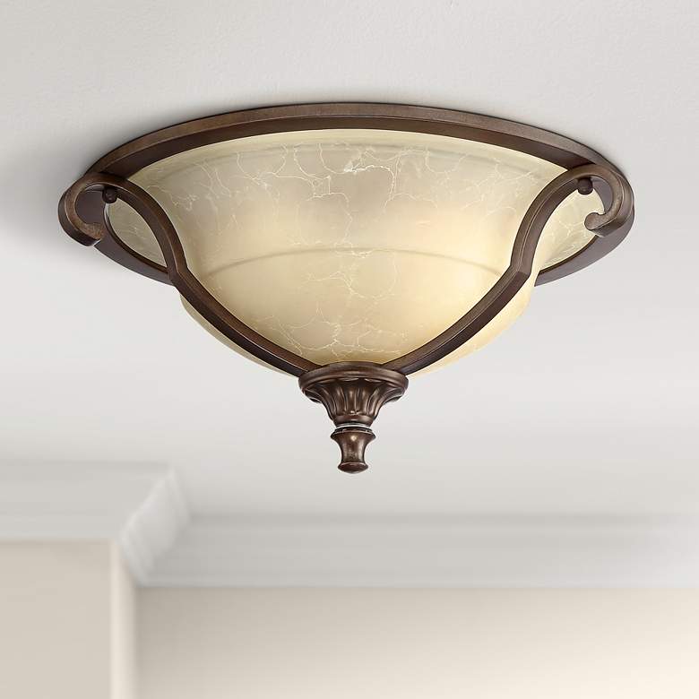 Image 1 Fitzgerald 16 3/4" Wide Heritage Bronze Bowl Ceiling Light
