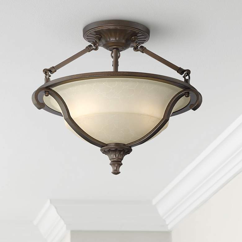 Image 1 Fitzgerald 16 3/4" Wide Heritage Bronze Ceiling Light