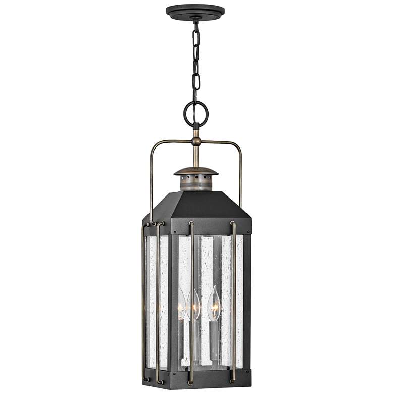 Image 1 Fitzgerald 26 1/4 inch High Textured Black Outdoor Hanging Light