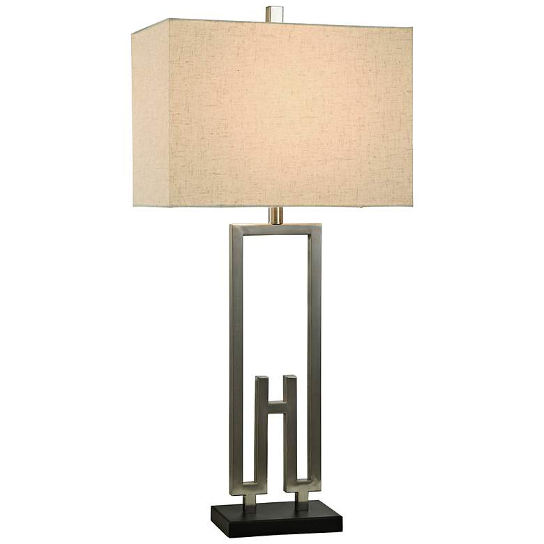 Image 2 Fitzgerald Brushed Nickel and Black Table Lamp