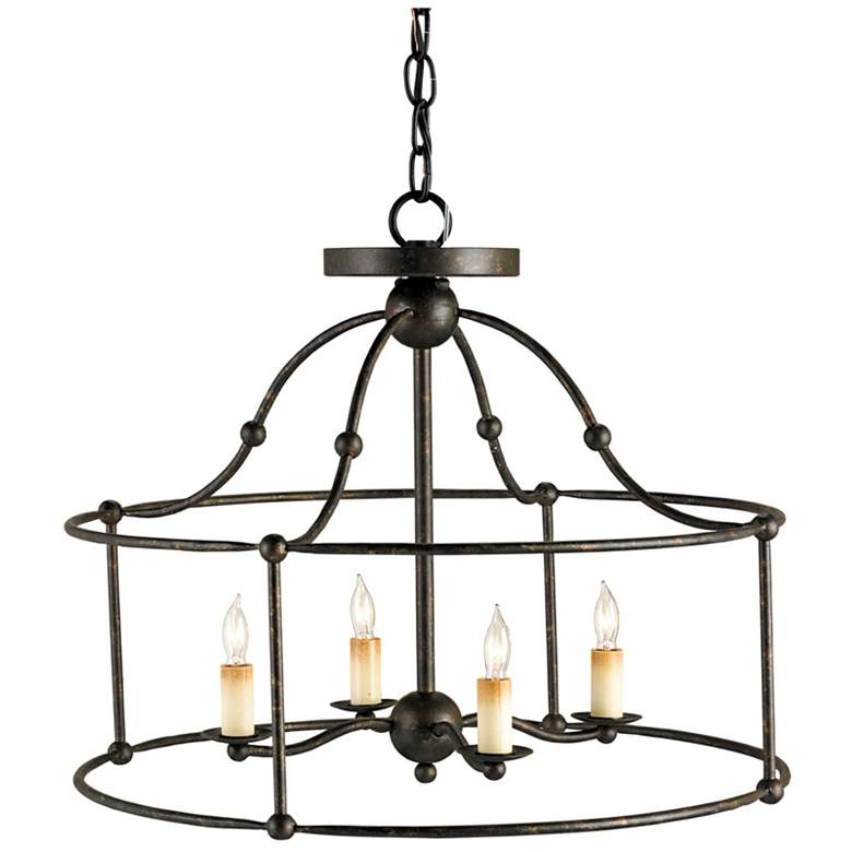 Image 1 Fitzjames 20"W Black Mayfair 4-Light Lantern Ceiling Light