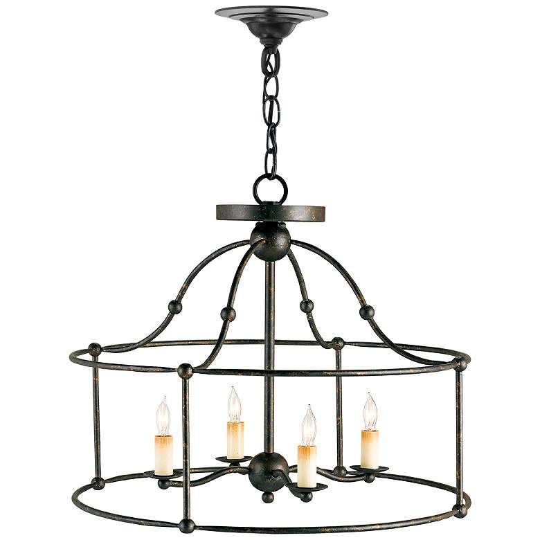 Image 3 Fitzjames 20"W Black Mayfair 4-Light Lantern Ceiling Light more views