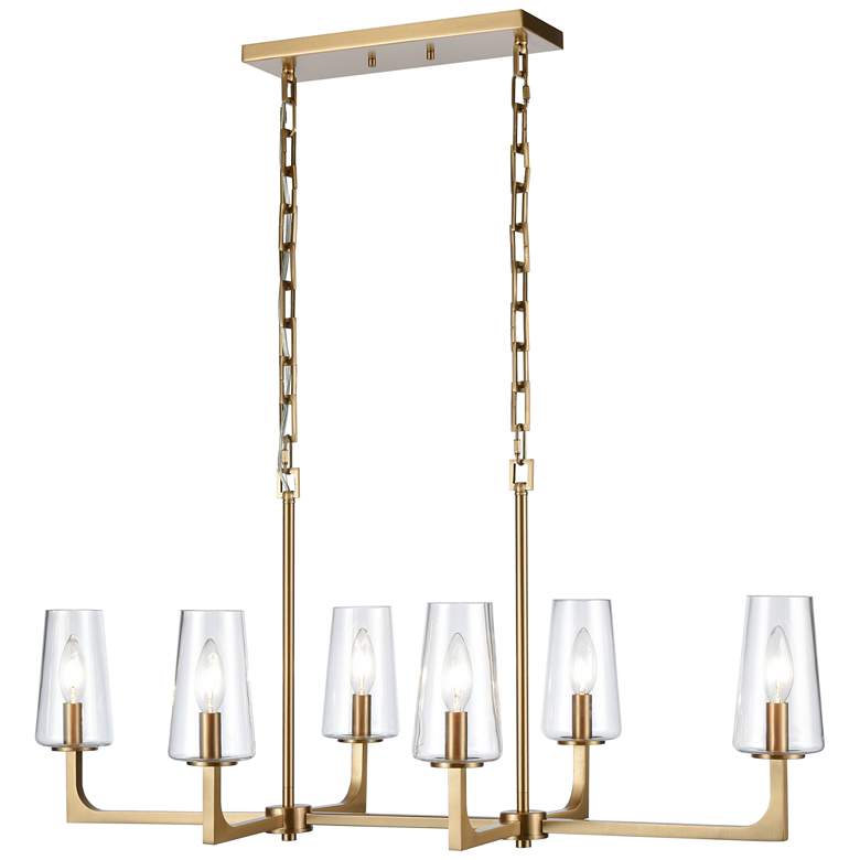 Image 1 Fitzroy 36 inch Wide 6-Light Linear Chandelier - Lacquered Brass