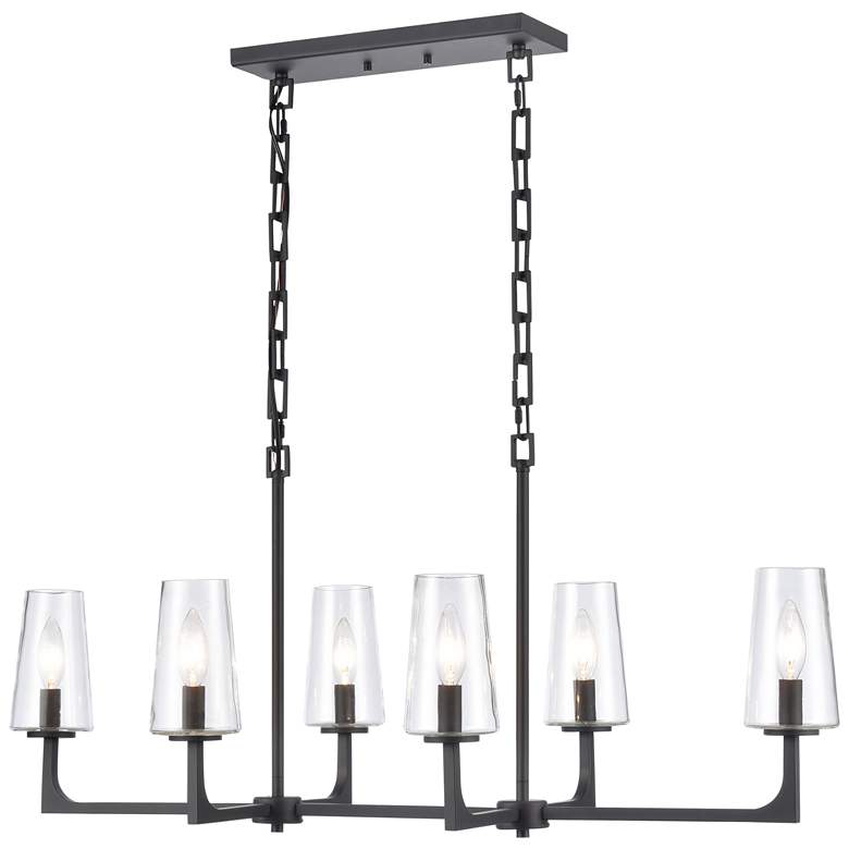 Image 1 Fitzroy 36" Wide Matte Black 6-Light Linear Chandelier
